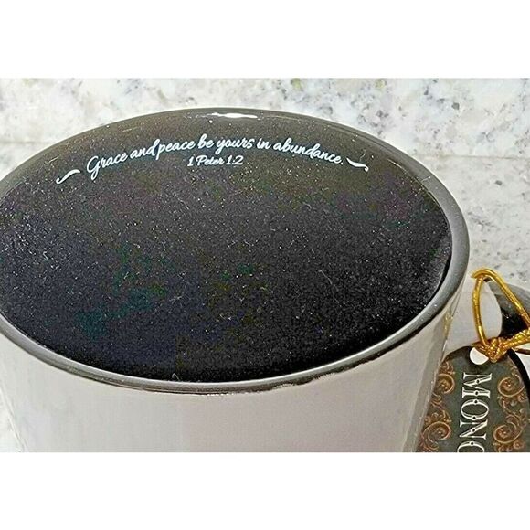 Divinity Monogram Medium Coffee/Tea Cup Letter H Scripture Quote 1 Peter 1;2 NEW - Picture 5 of 5